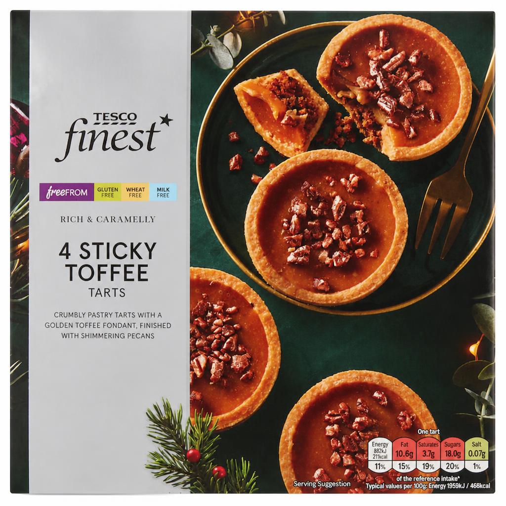 Tesco Finest Free From 4 Sticky Toffee Tarts 180g