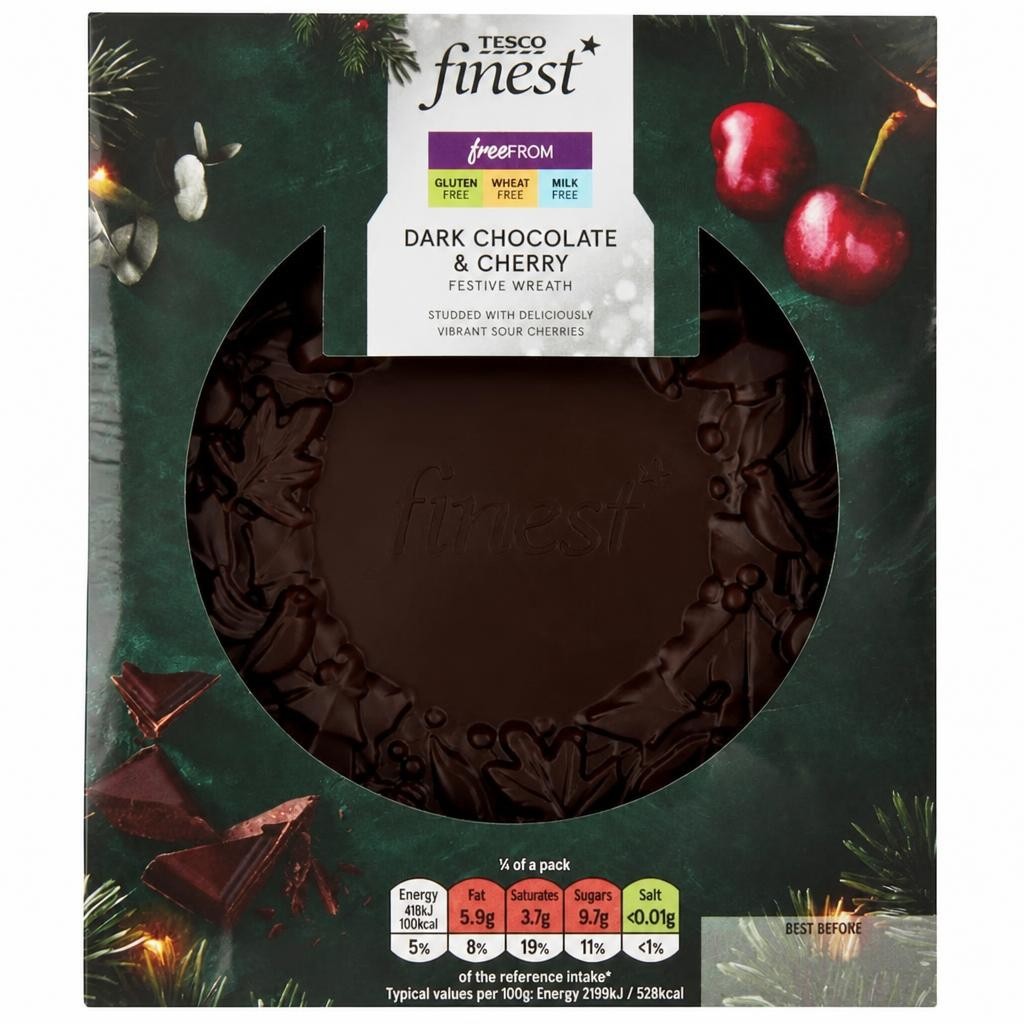 Tesco Finest Free From Dark Chocolate and Cherry Wreath 75g