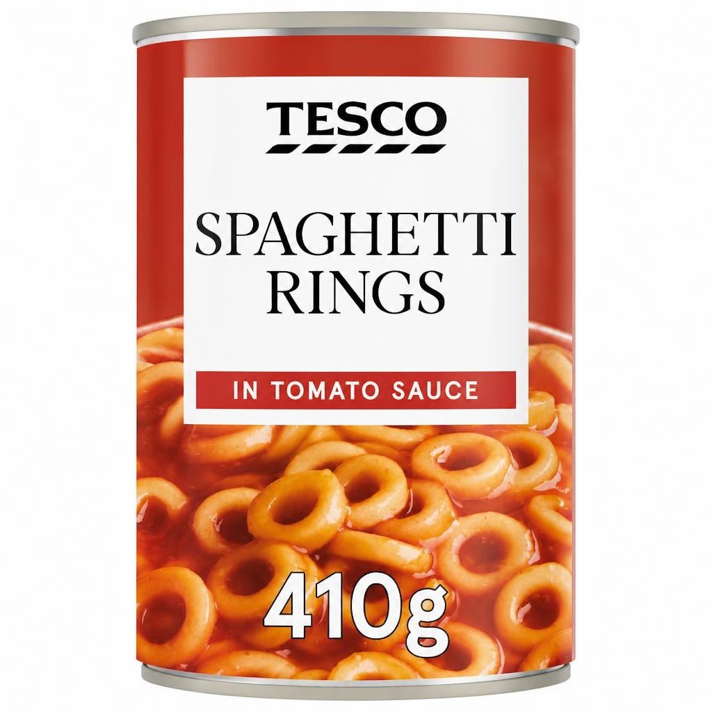 Tesco Spaghetti Rings In Tomato Sauce 410G