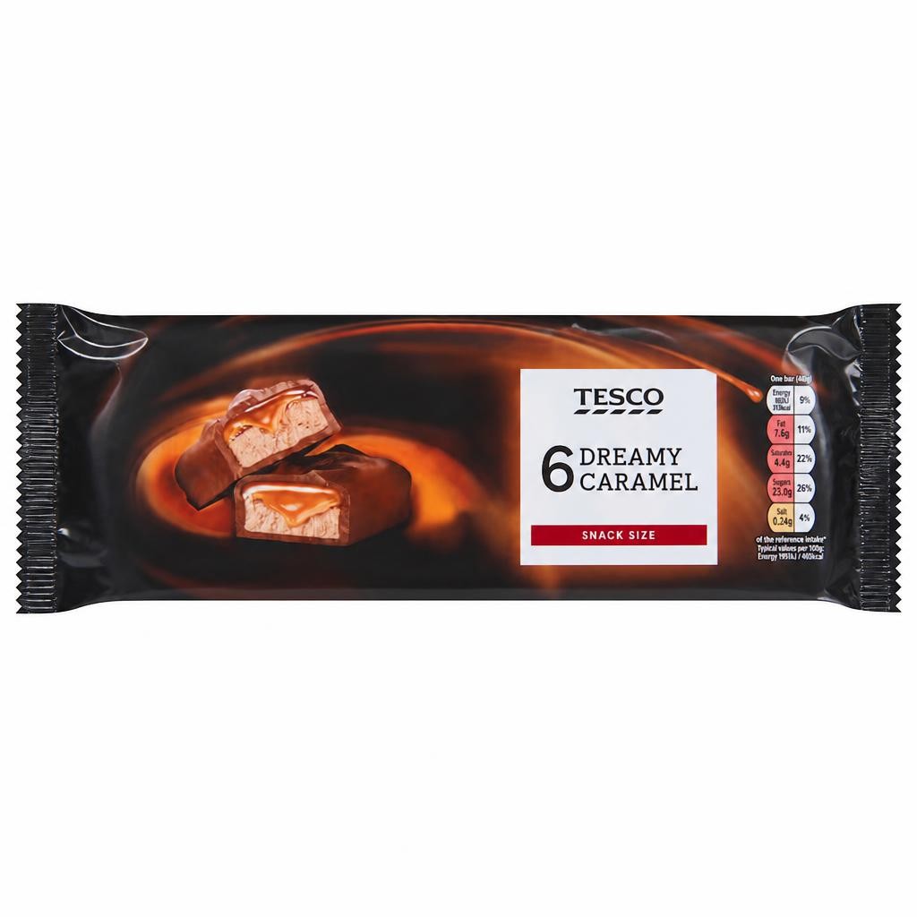 Tesco Dreamy Caramel Chocolate Bars Multipack 6 X 40g