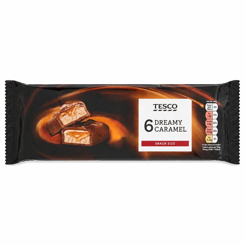 Tesco Dreamy Caramel Chocolate Bars Multipack 6 X 40g