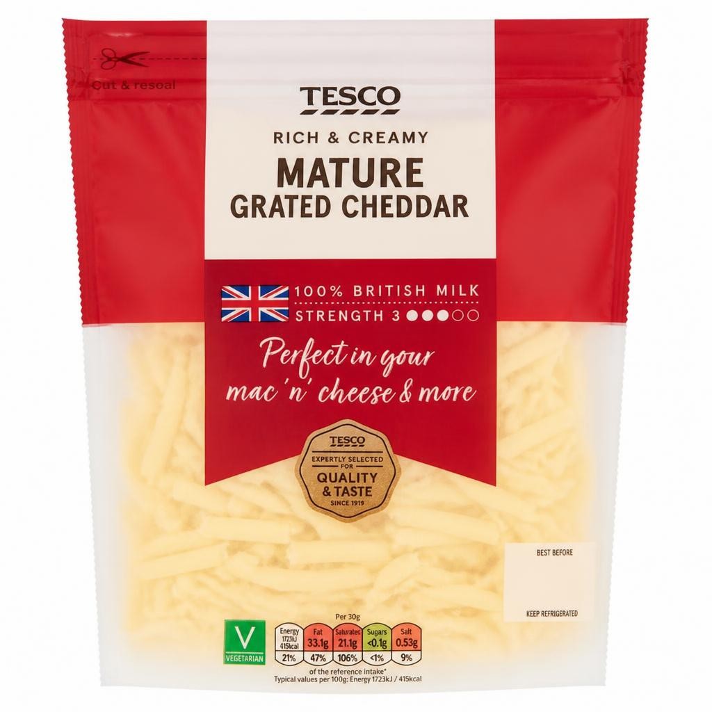 Tesco British Mature Grated Cheddar Cheese 250 G