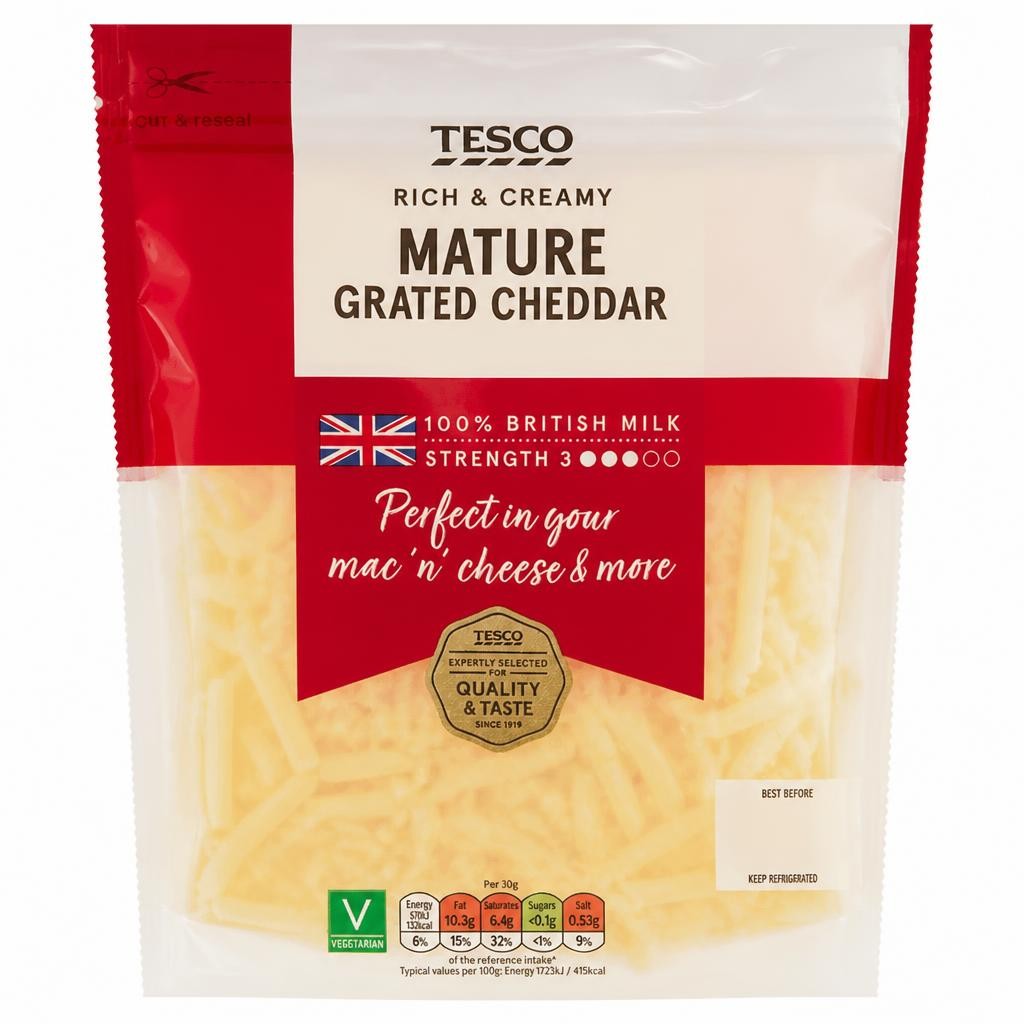 Tesco British Mature Grated Cheddar Cheese 250 G
