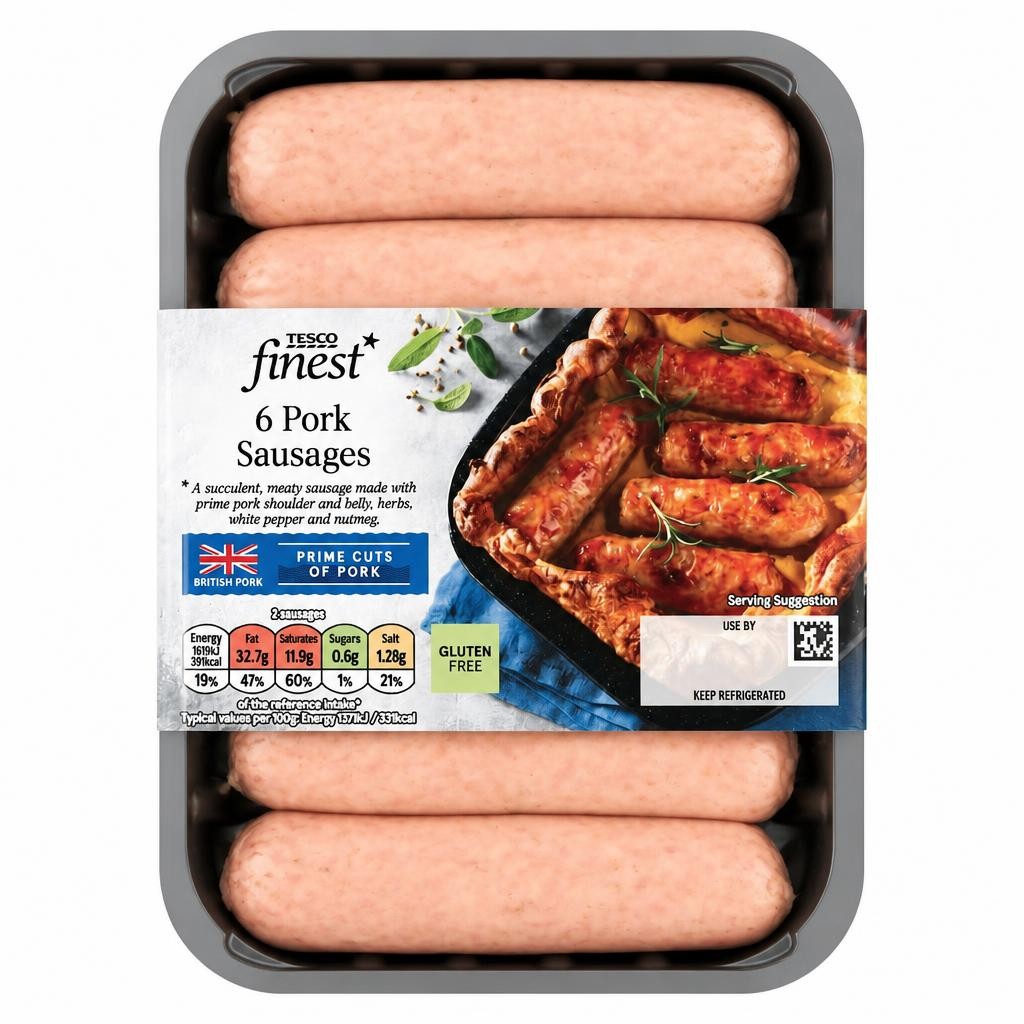 Tesco Finest 6 Pork Sausages 400G