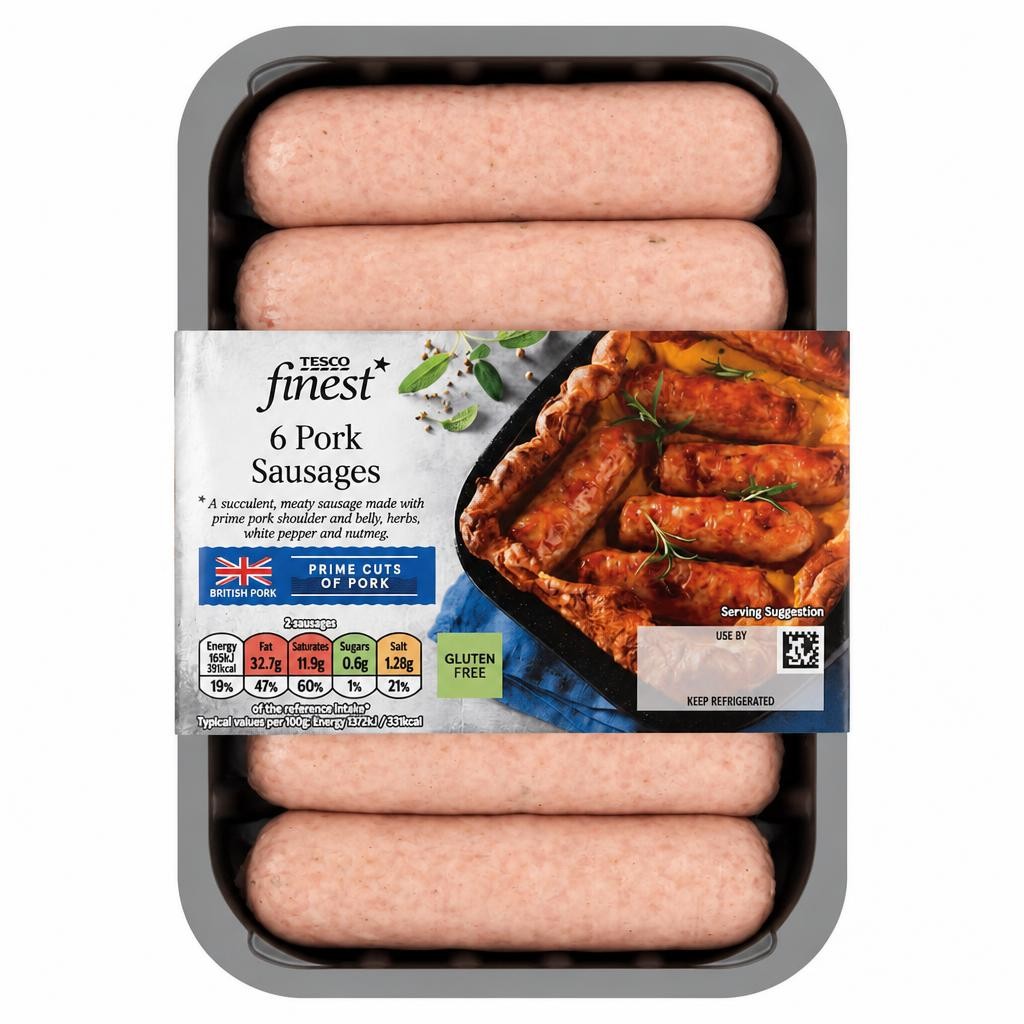 Tesco Finest 6 Pork Sausages 400G