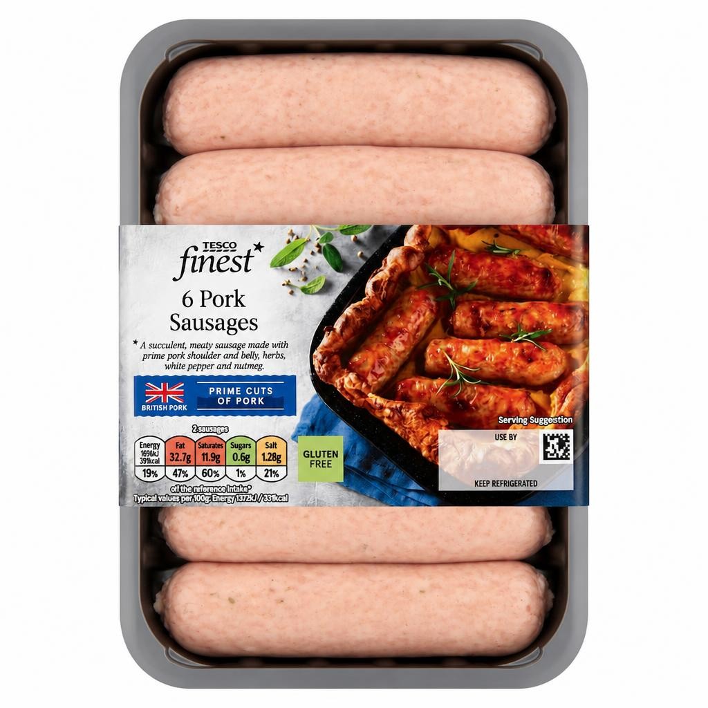 Tesco Finest 6 Pork Sausages 400G