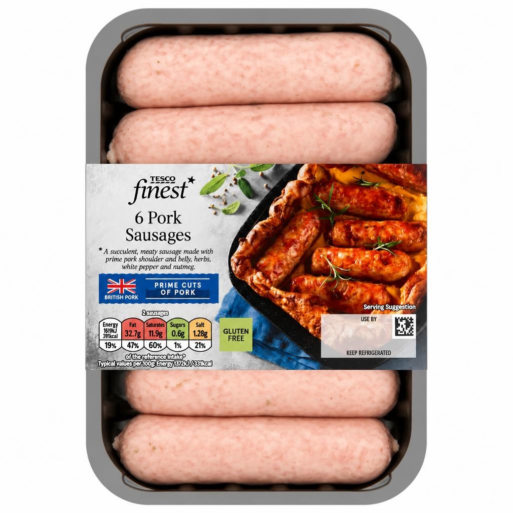 Tesco Finest 6 Pork Sausages 400G