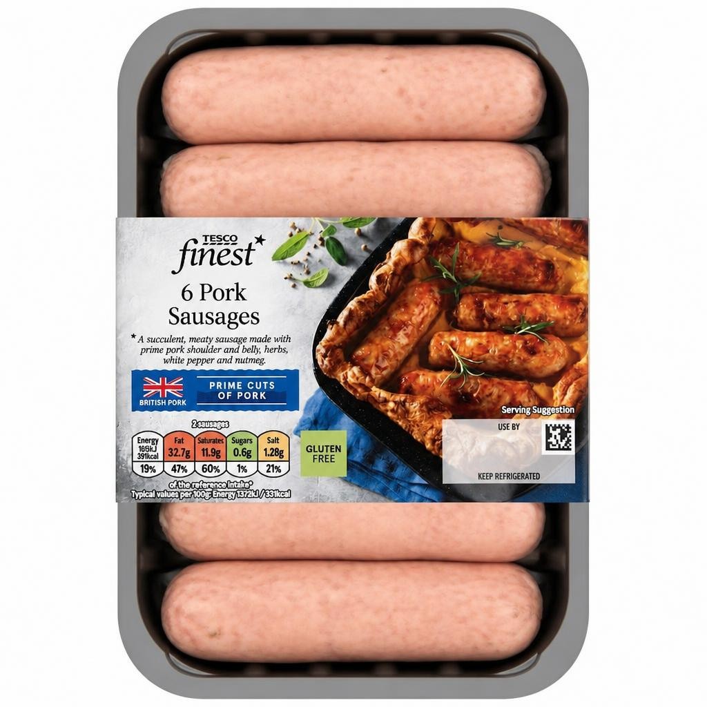 Tesco Finest 6 Pork Sausages 400G