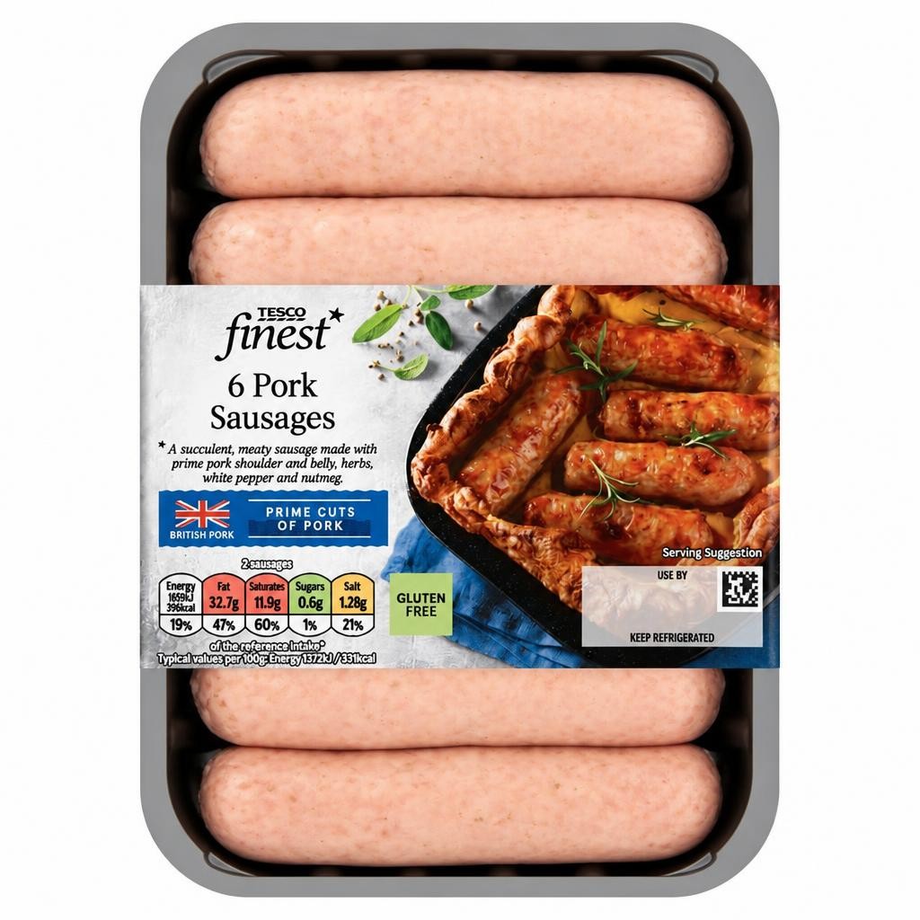 Tesco Finest 6 Pork Sausages 400G