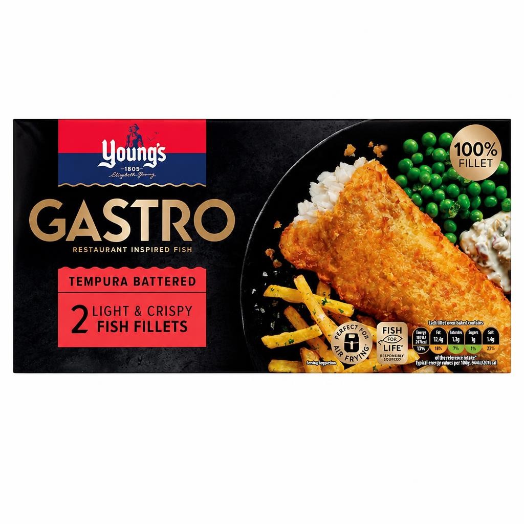 Youngs Gastro 2 Tempura Battered Fish Fillets 270G