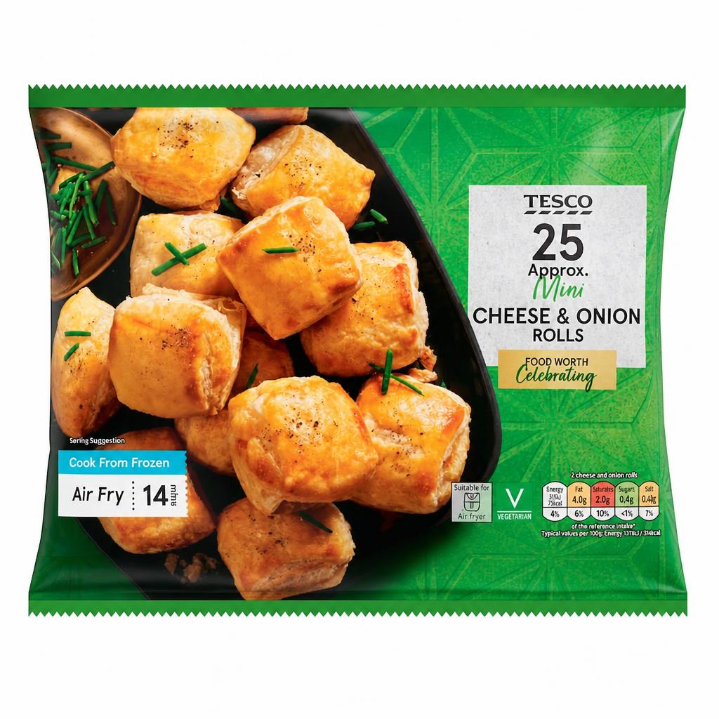 Tesco Cheese & Onion Rolls 25 Pack 375g