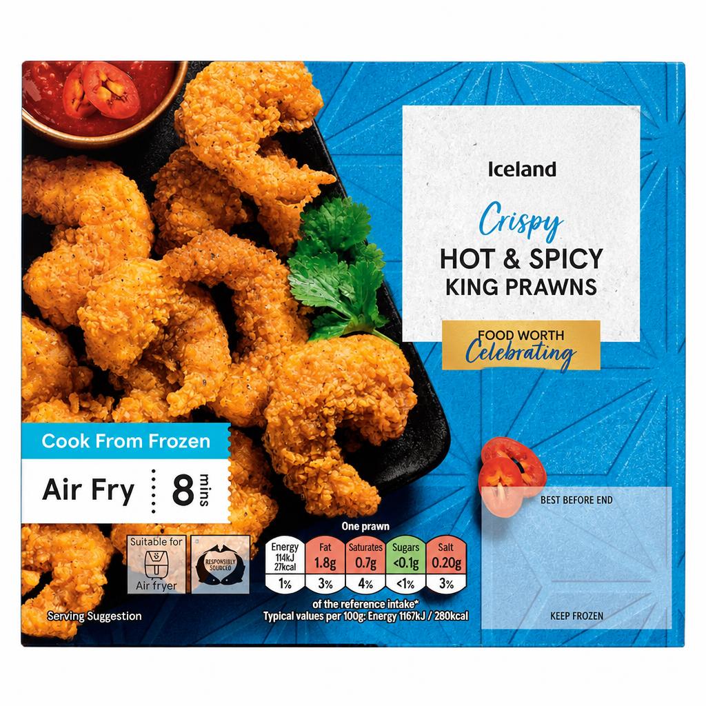 Tesco 12 Frozen Hot & Spicy Prawns 132G