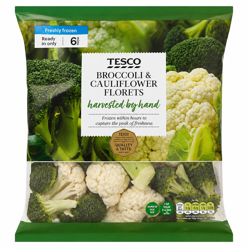 Tesco Broccoli & Cauliflower Floret Mix 900G