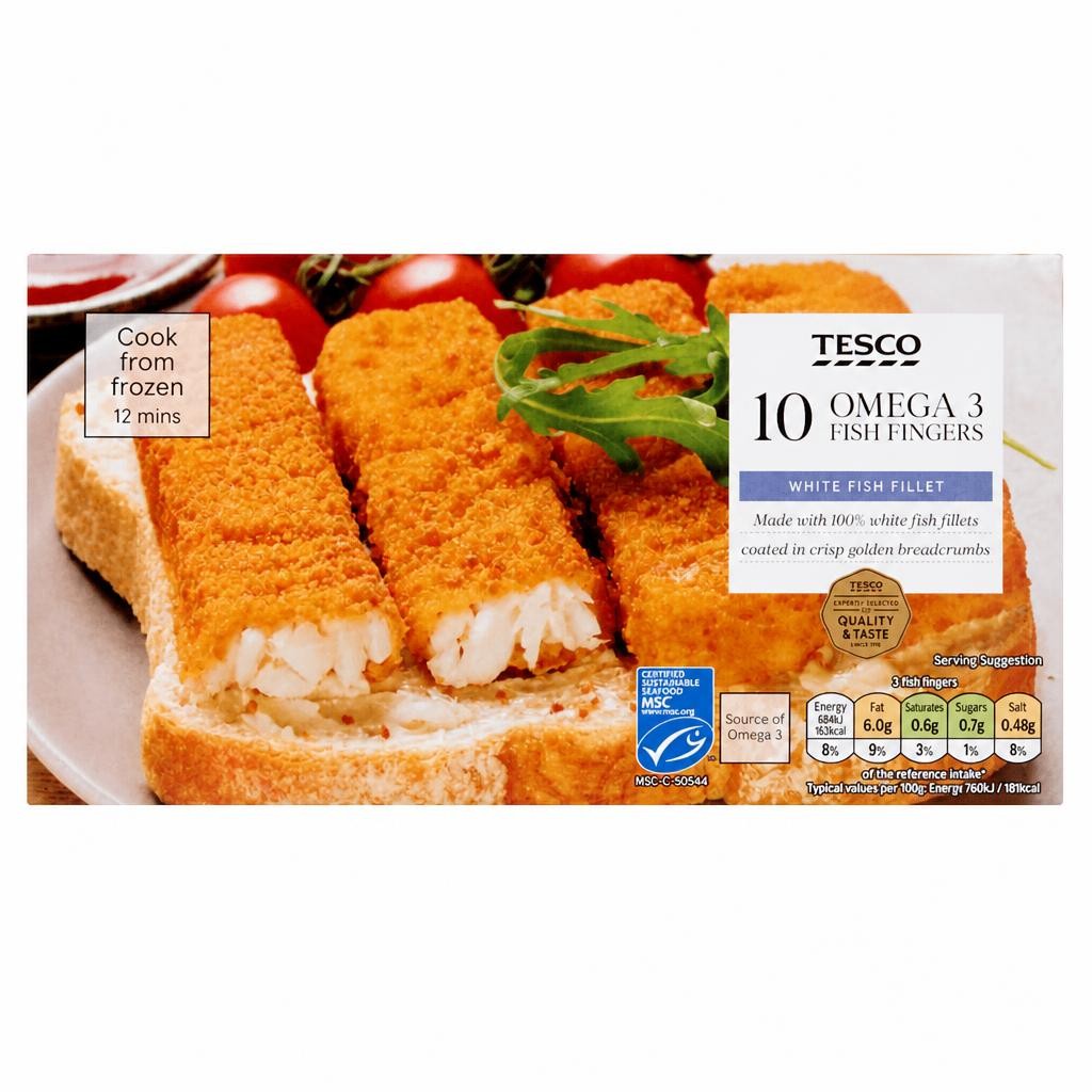 Tesco Omega 3 Fish Fingers 10 Pack 300g