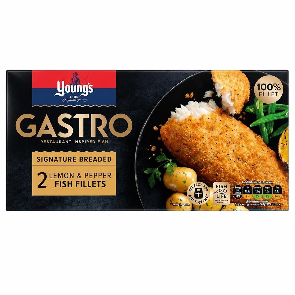 Youngs Gastro Signature Breaded Lemon & Pepper 2 Fish Fillets 270G