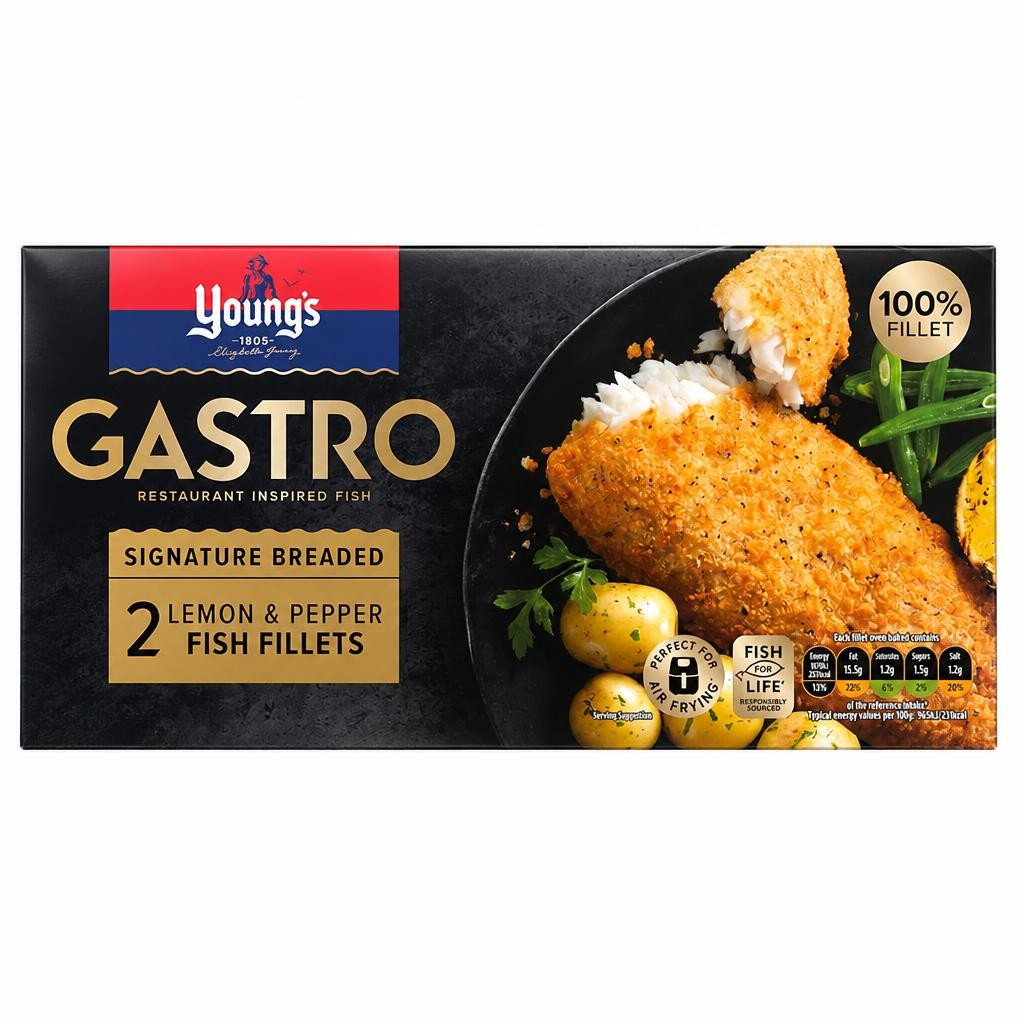 Youngs Gastro Signature Breaded Lemon & Pepper 2 Fish Fillets 270G
