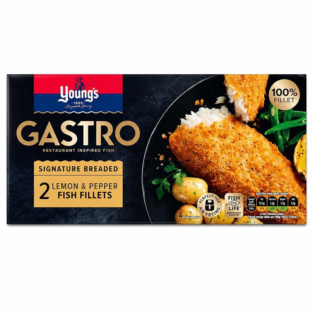 Youngs Gastro Signature Breaded Lemon & Pepper 2 Fish Fillets 270G
