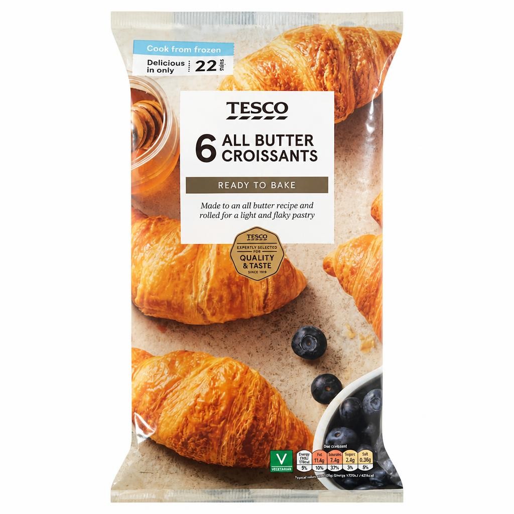 Tesco 6 All Butter Croissants 255G