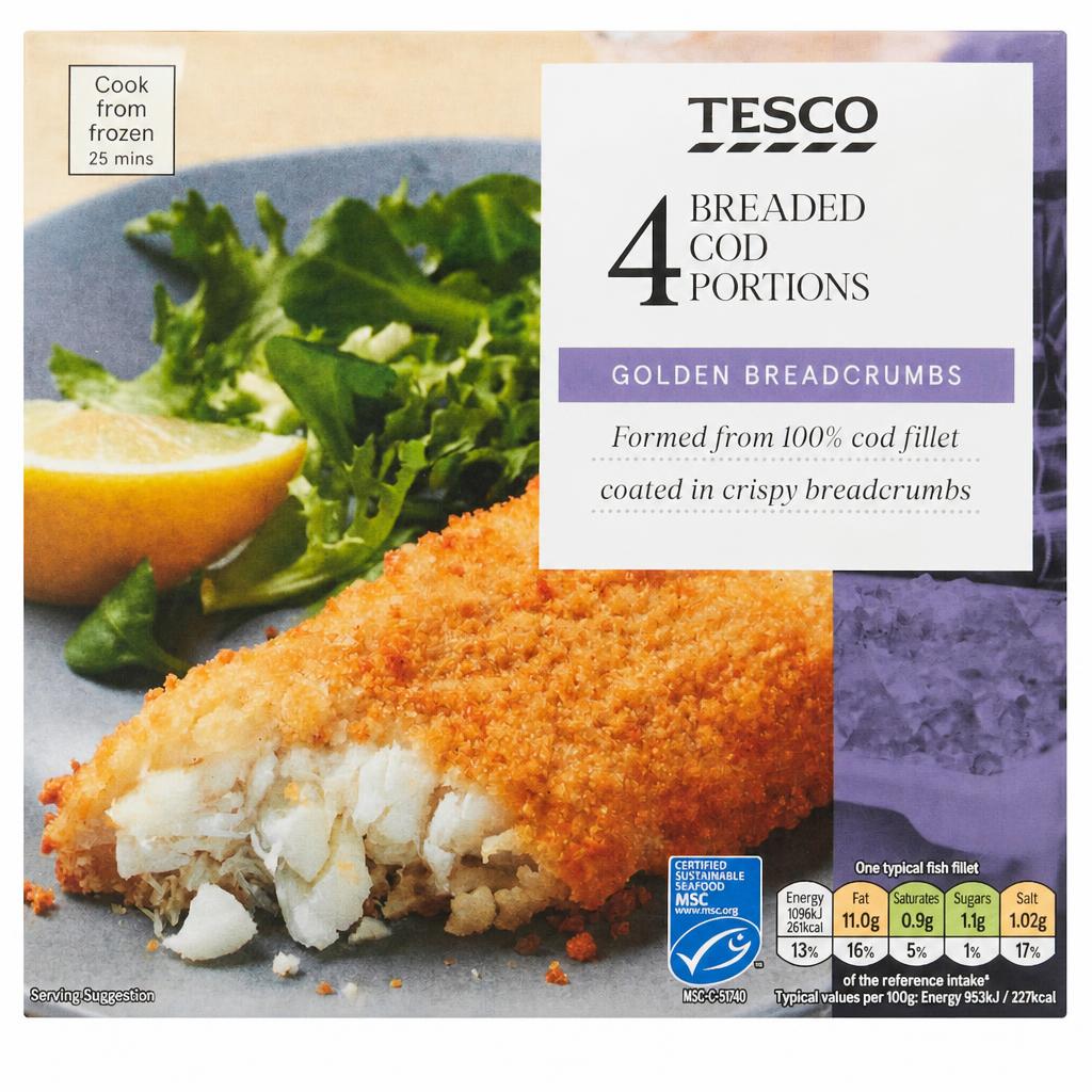 Tesco 4 Breaded Cod Fillets 500G