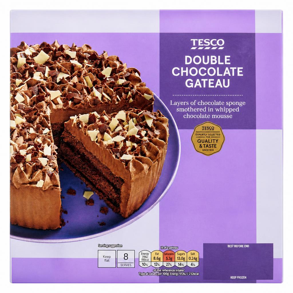 Tesco Double Chocolate Gateau 600G