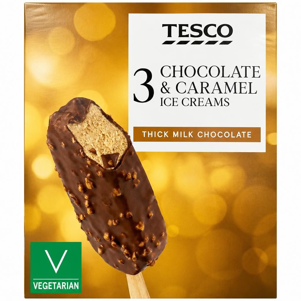 Tesco Chocolate & Caramel Ice Creams 3X110ml