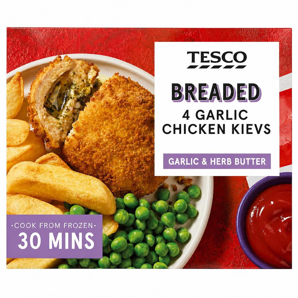 Tesco Breaded 4 Garlic Chicken Kievs 500g