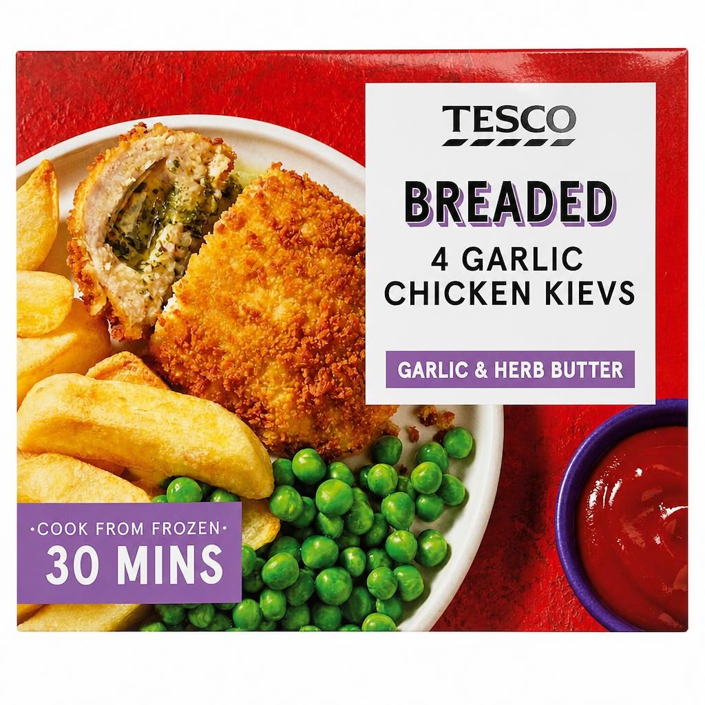 Tesco Breaded 4 Garlic Chicken Kievs 500g