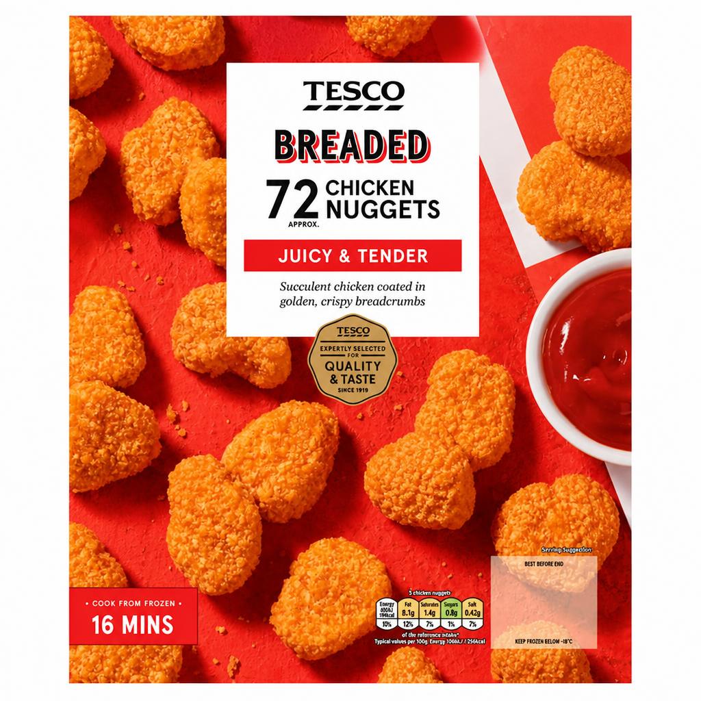 Tesco Breaded Chicken Nuggets 72 Pack 1kg