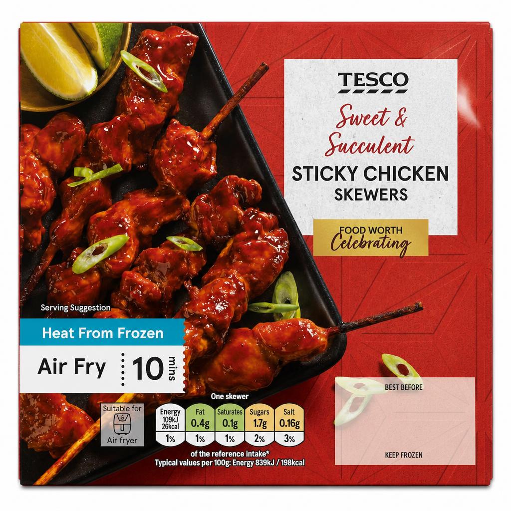 Tesco Sticky Chicken Kebabs 10 Pack 180g