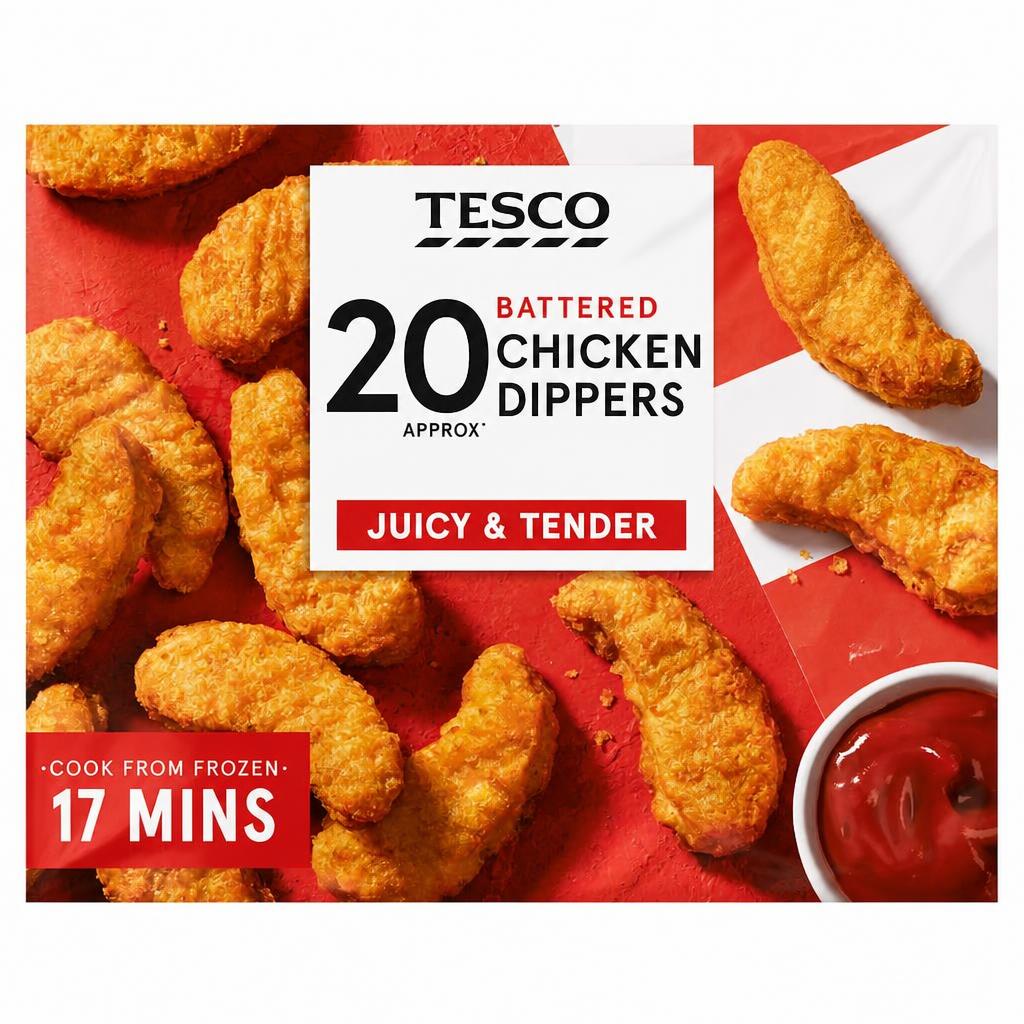 Tesco Battered Chicken Dippers 20 Pack 450g