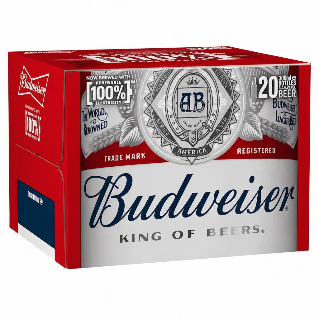 Budweiser Lager Beer Bottles 20 x 300ml