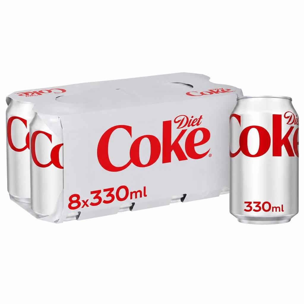 Diet Coke Soft Drink Cans 8 x 330mL
