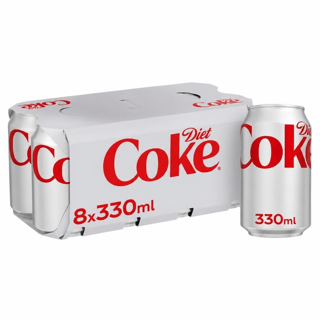 Diet Coke Soft Drink Cans 8 x 330mL