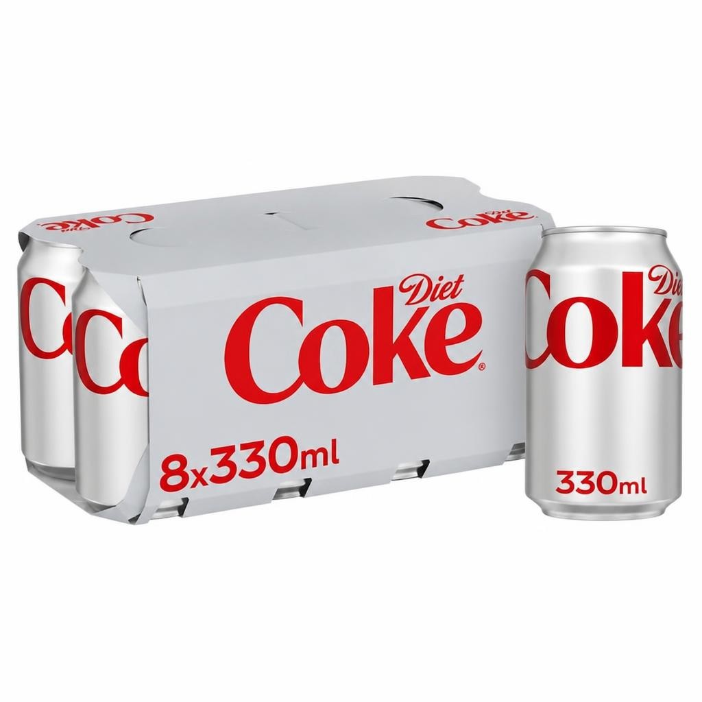 Diet Coke Soft Drink Cans 8 x 330mL