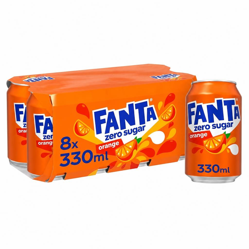 Fanta Zero Orange Soft Drink Cans 8 x 330 mL