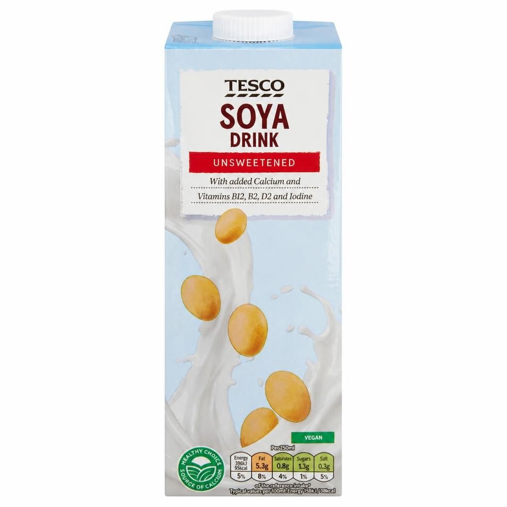Tesco Longlife Soya Drink Unsweetened 1Ltr