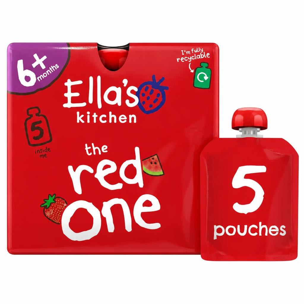 Ella's Kitchen Organic The Red One Smoothie Baby Food Pouch 6m+ 5 x 90g