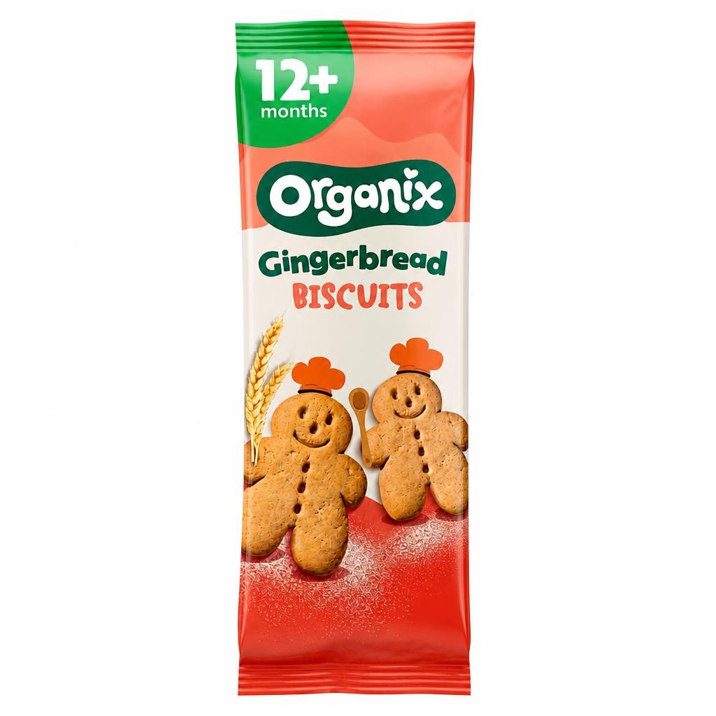 Organix Gingerbread Men Biscuits Toddler Snack 135g 12 months+
