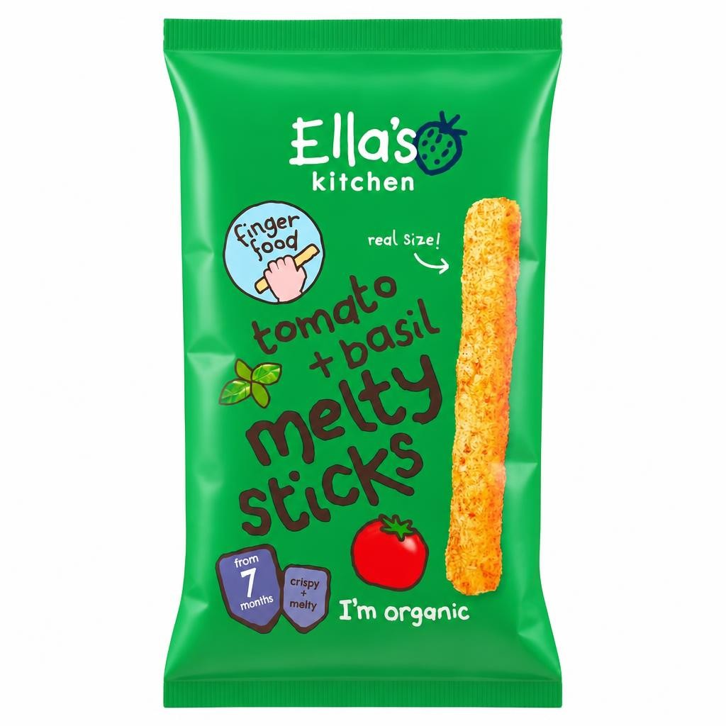 Ella's Kitchen Organic Tomato + Basil Melty Sticks Baby Snack 7m+ 16g