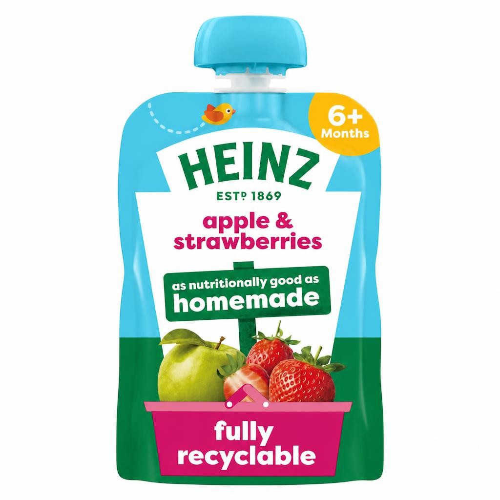 Heinz Apple & Strawberry Baby Food Fruit Puree Pouch 100g