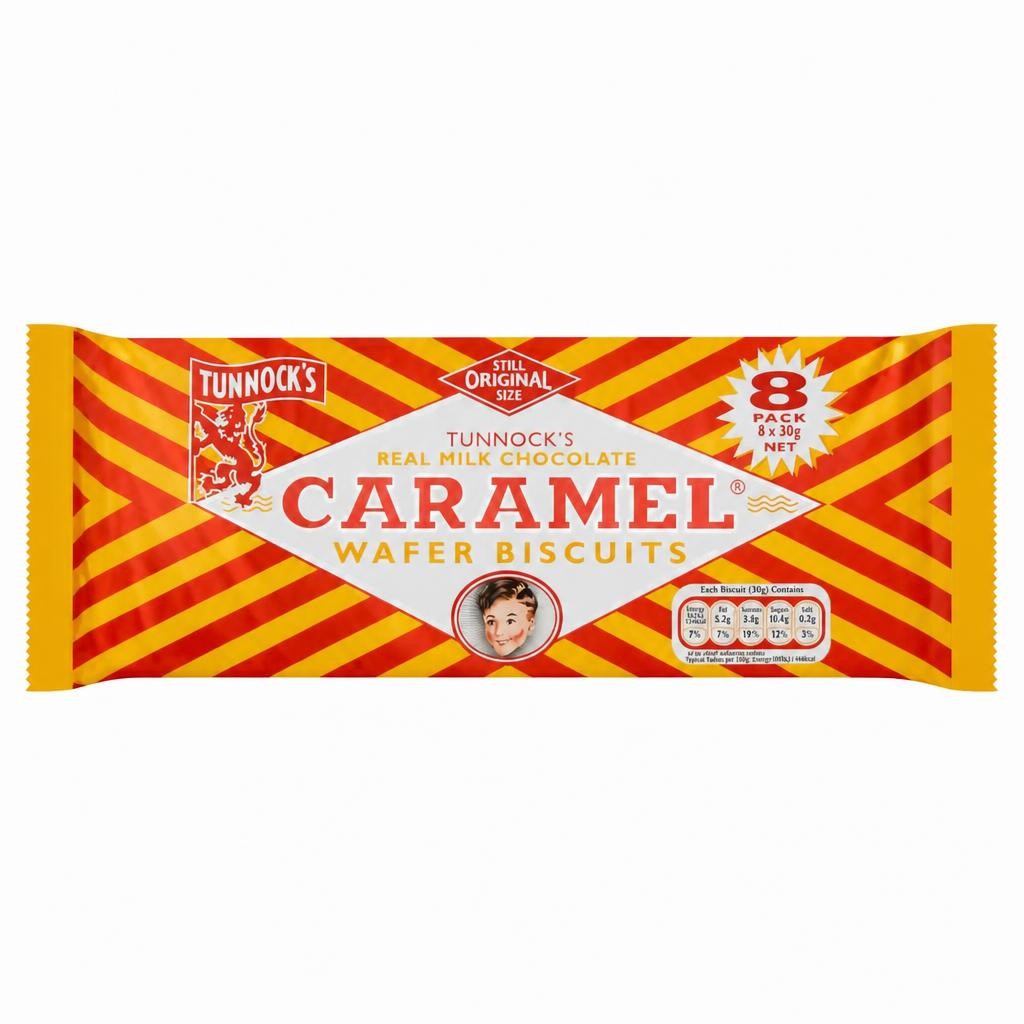Tunnocks Milk Chocolate Caramel Wafer Biscuits Multipack, 240g