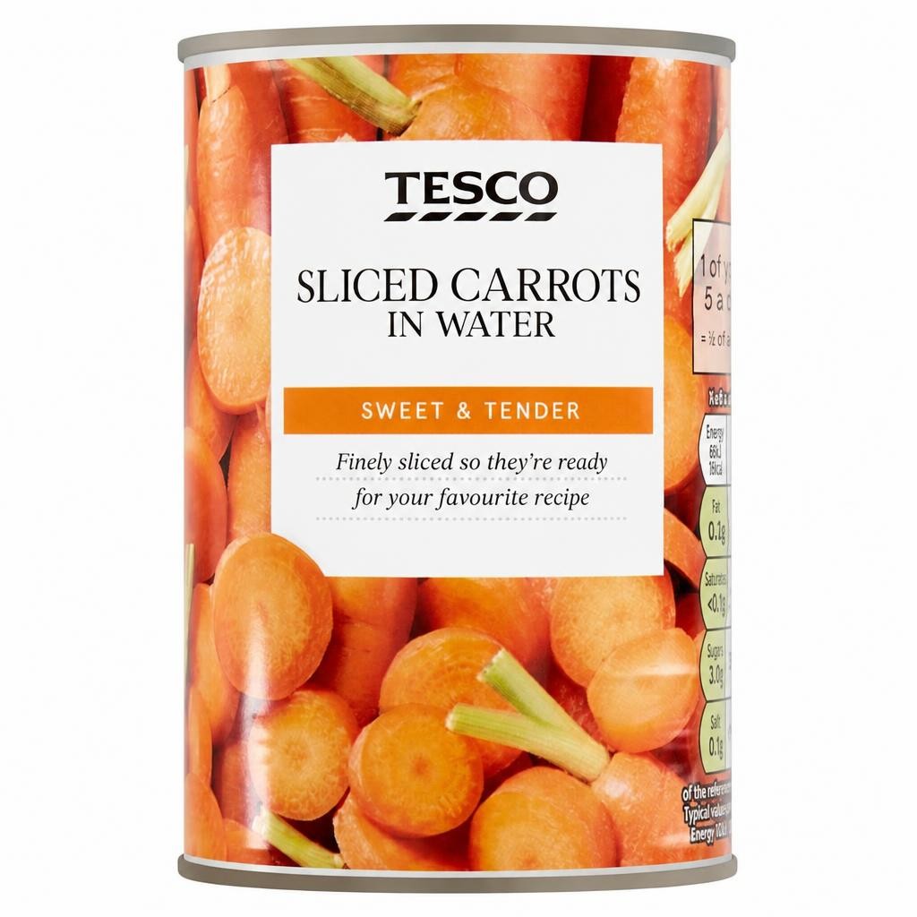 Tesco Sliced Carrots In Water 300G