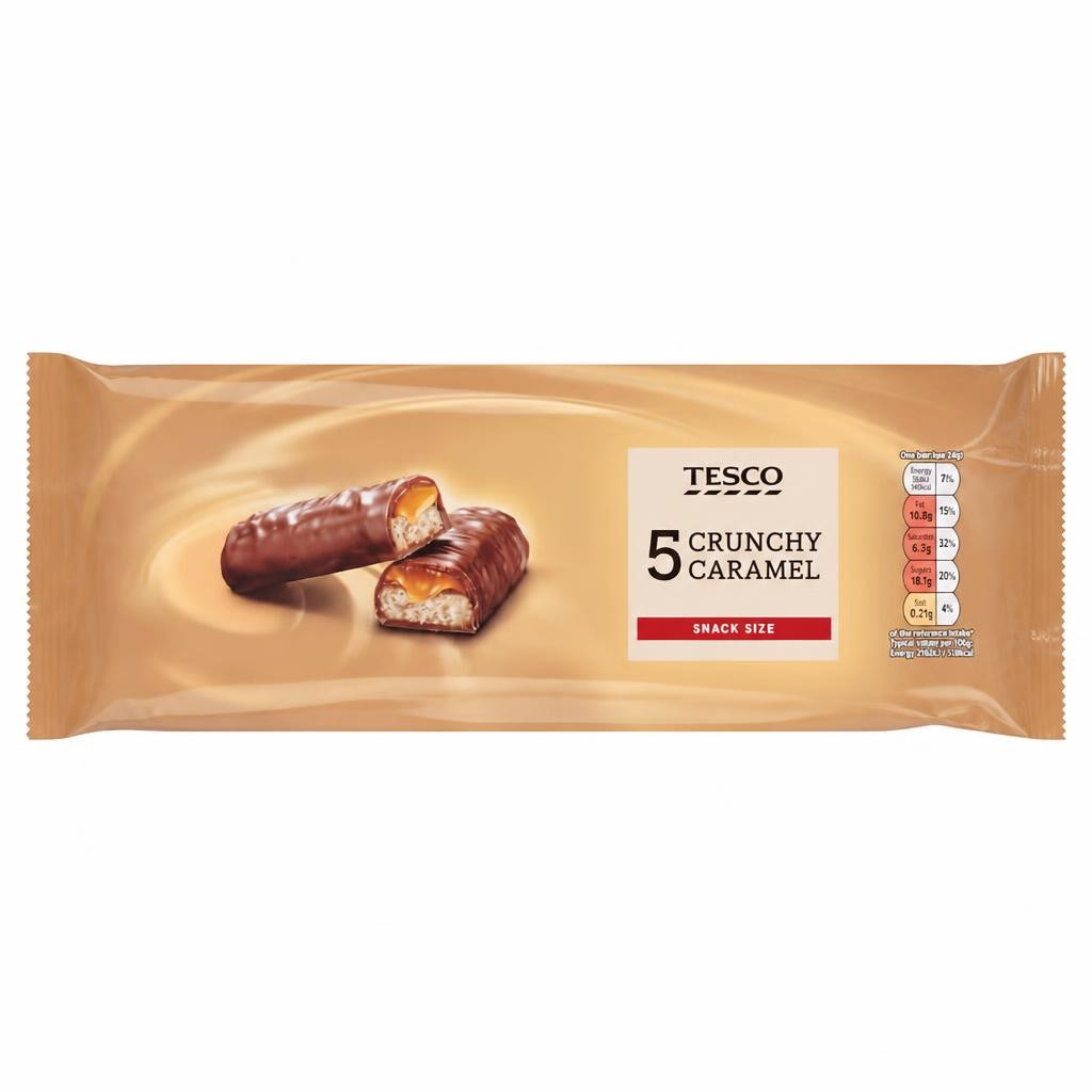 Tesco Crunchy Caramel Chocolate Bars Multipack 5 X 42g