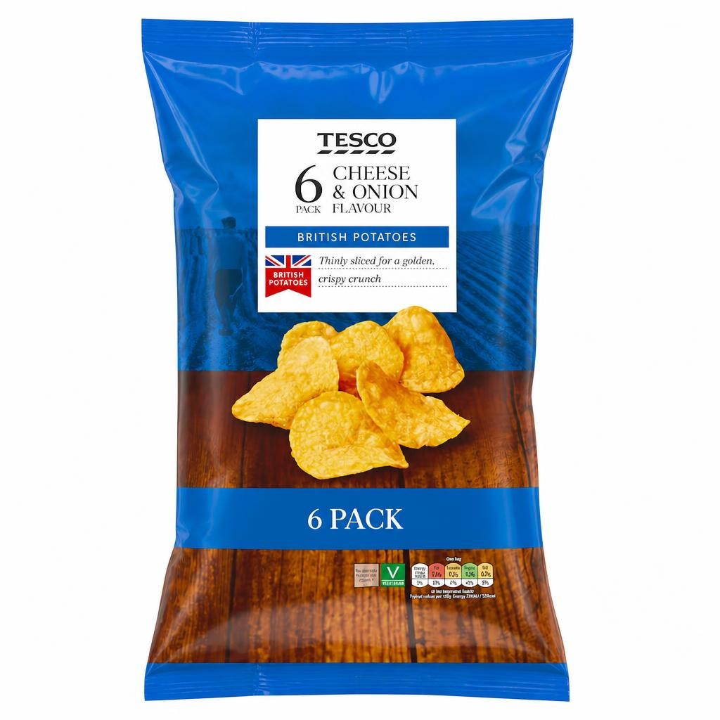 Tesco Cheese & Onion Crisps 6X25g