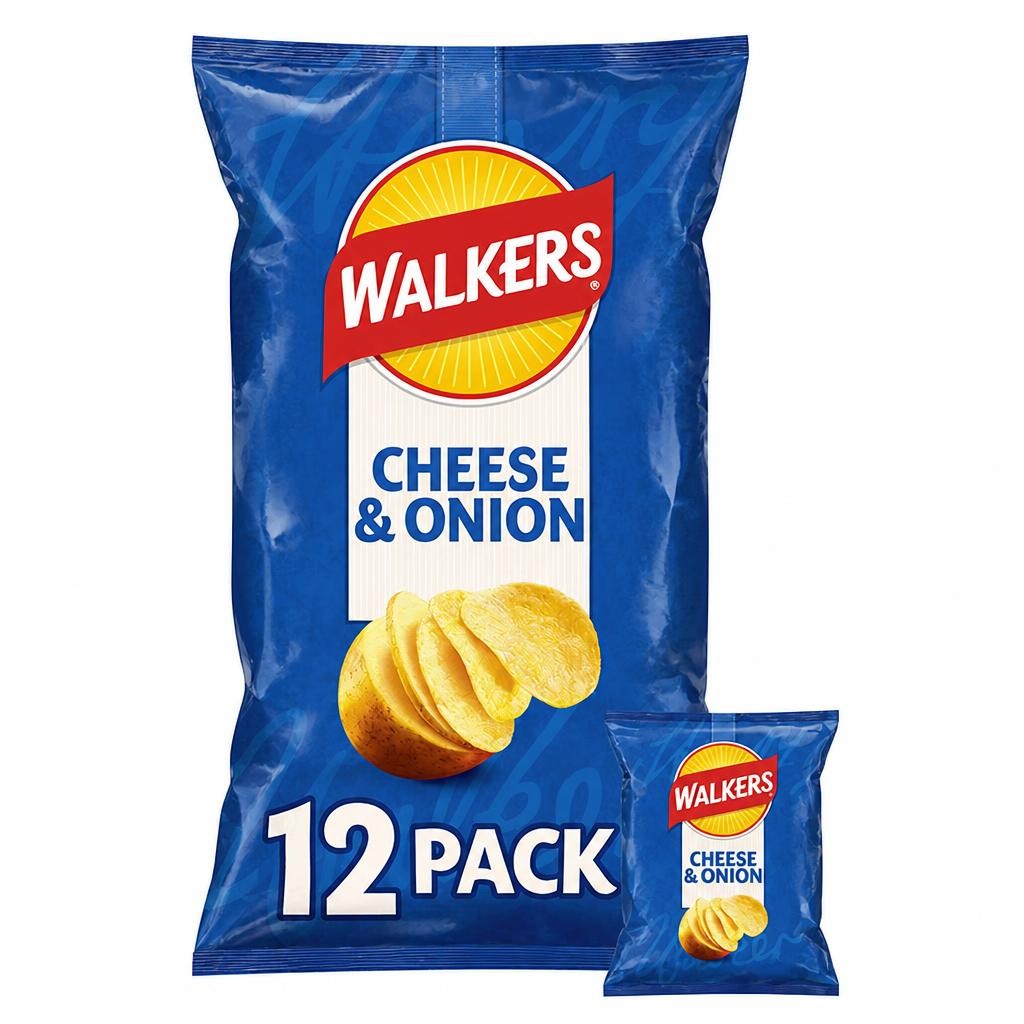 Walkers Cheese & Onion Multipack Crisps 12x25g