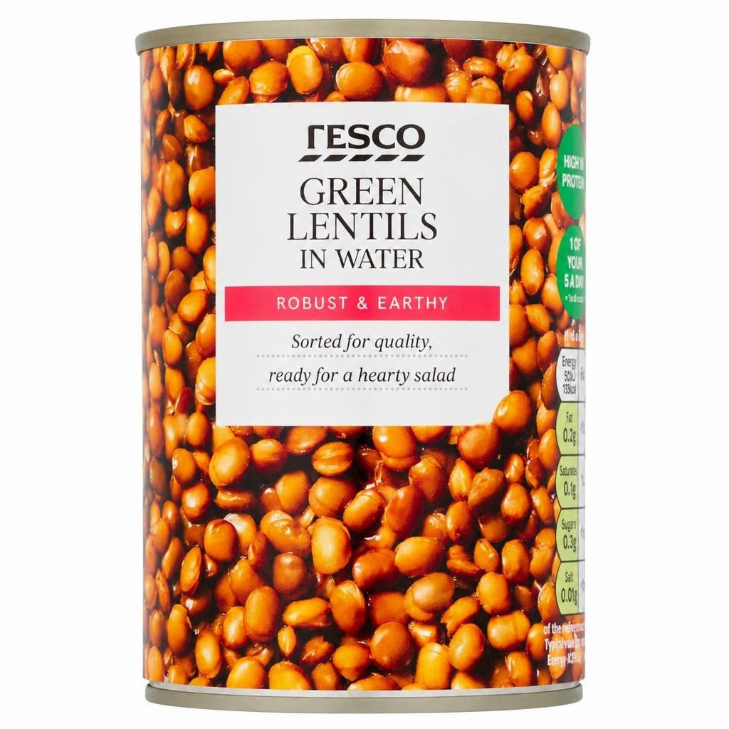 Tesco Green Lentils In Water 390G