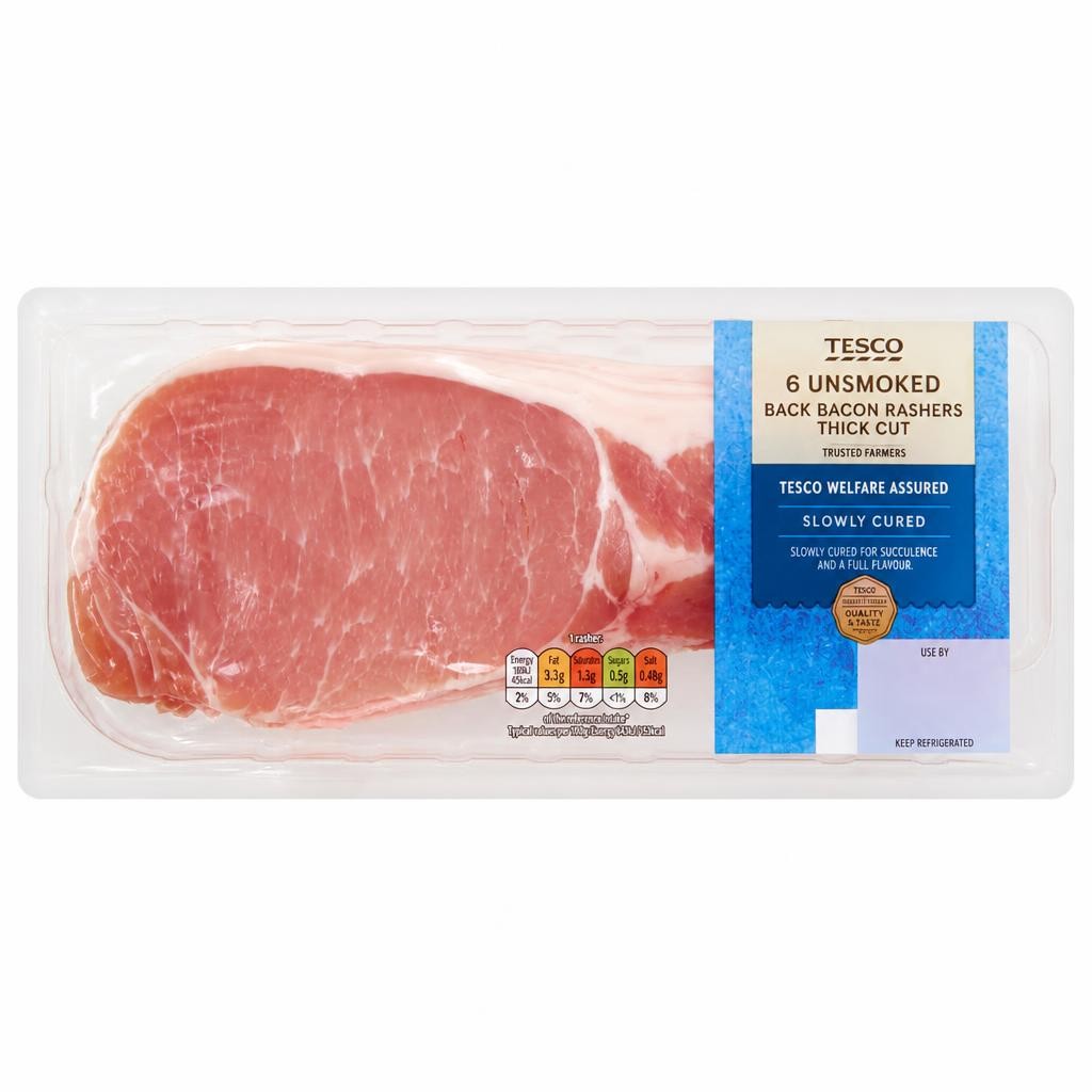 Tesco Unsmoked Thick Cut Back Bacon 300G