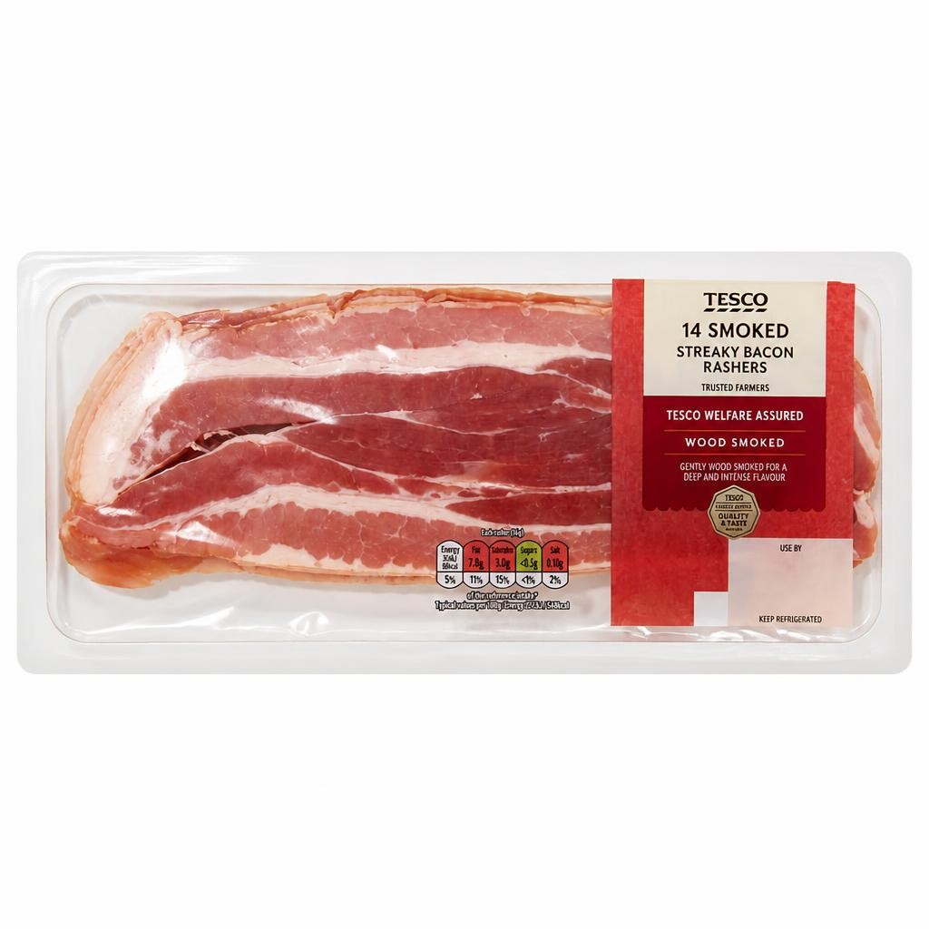 Tesco Smoked Streaky Bacon Rashers 14 Pack 300g