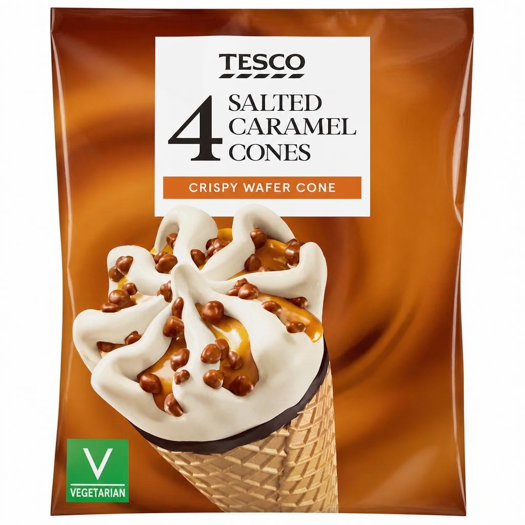 Tesco Salted Caramel Cones 4X110ml