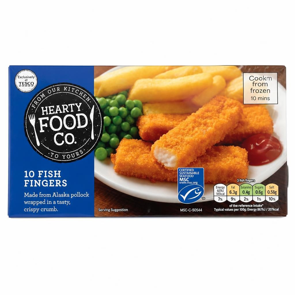 Hearty Food Co Fish Fingers 10 Pack 250g